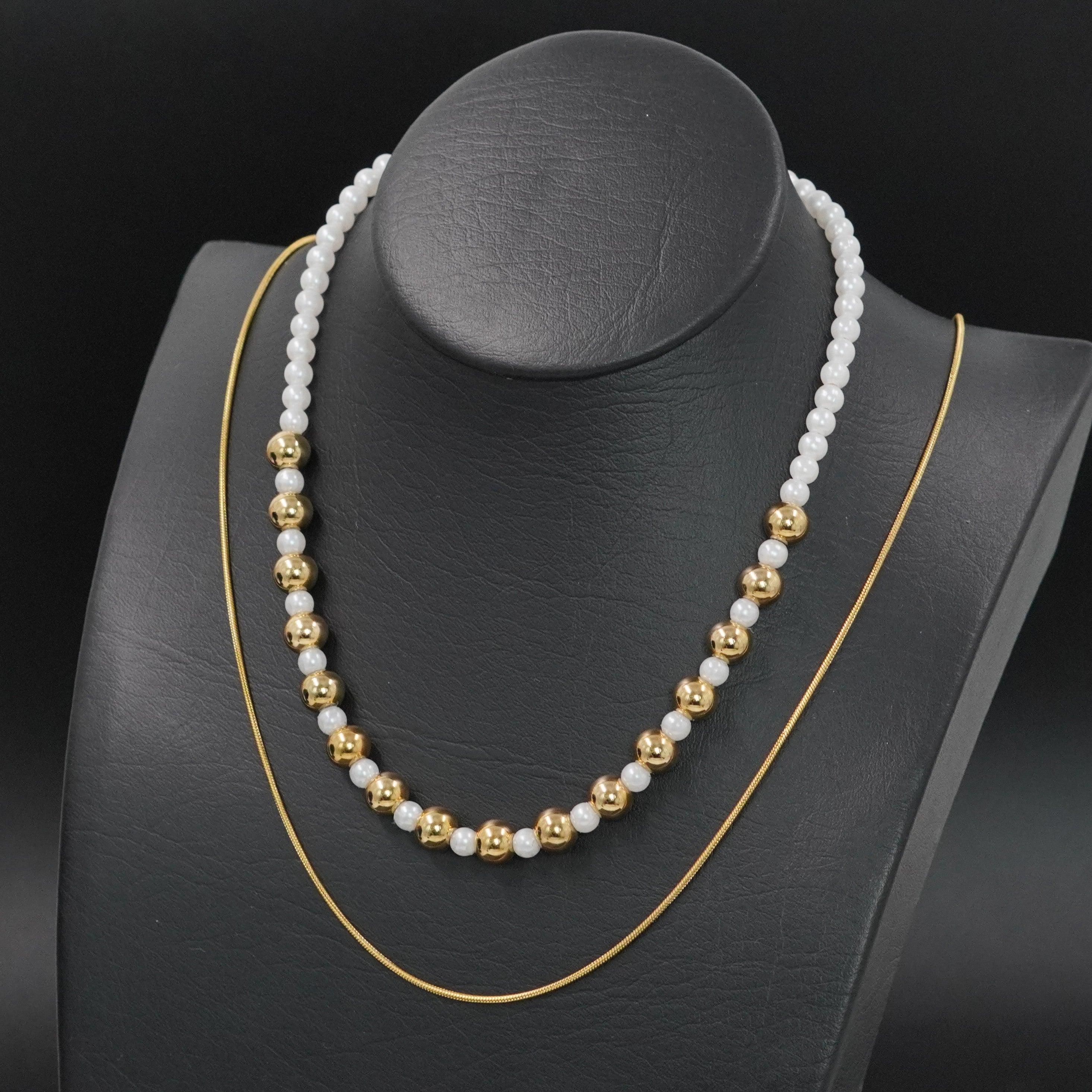 Collares™| Combo Collar Perlas-Cadena